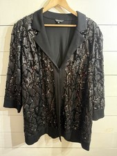 Black Sequin MISOOK BLACK JACKET Women  s size X-Large Dressy Cocktail