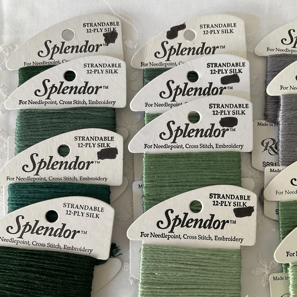 Needlepoint Embroidery Threads Lot of 12 Splendor Green and Gray Rainbow Gallery - Image 2 of 4