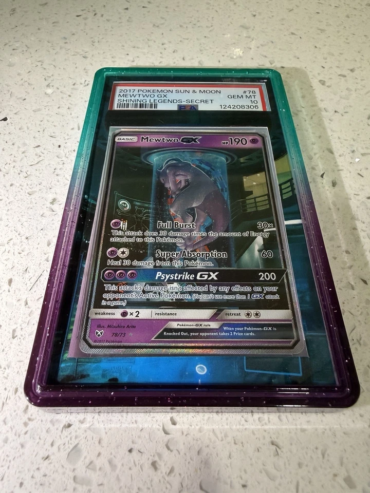 2017 POKEMON 太阳和月亮闪耀传奇秘密 #78 MEWTWO GX PSA 10 — 第 2/4 张图片