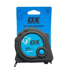 Image of OX Trade 8m Tape Measure Metric & Imperial, with 25mm Nylon Blade & Belt Clip