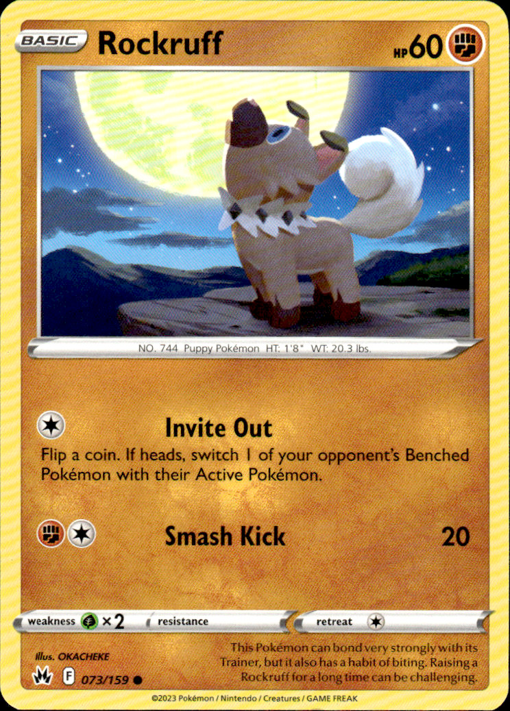Rockruff Crown Zenith 073/159 Common Pokémon — English Lightly Played