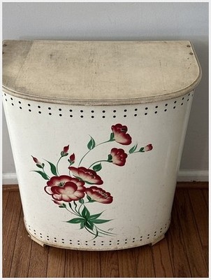 Detecto Aluminum Laundry Hamper Floral MCM 1960s