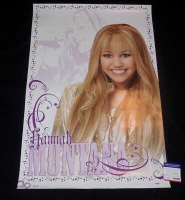MILEY CYRUS AUTOGRAPHED HUGE 23X34 POSTER (HANNAH MONTANA) - PSA