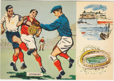 Deutschland Schweden Fussball Weltmeisterschaft 24.6.1958 Halbfinale Gedenkkarte