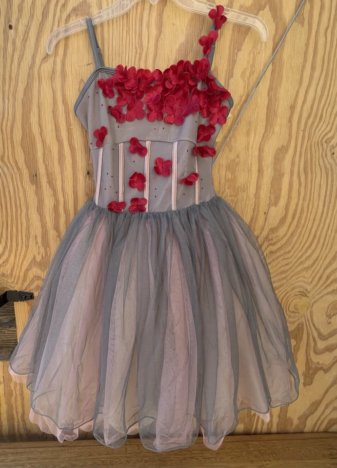 Fantasias Curtain Call rosa e cinza Thule vestido princesa bailarina tamanho ASM 11-12 - Imagem 3 de 4