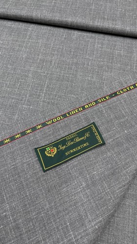 LORO PIANA SUMMERTIME Suiting Fabric GREY Wool Linen Silk Blend 3.50 meter - Picture 4 of 7