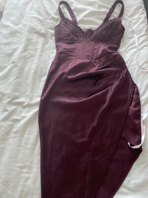 dress burgundy satin Missguided tall size 8 | eBay UK