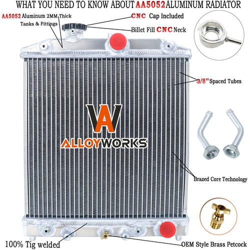 Aluminum 2 Row Radiator Fits 1992-2000 Honda Civic CX DX EK EG EX EX-R ...