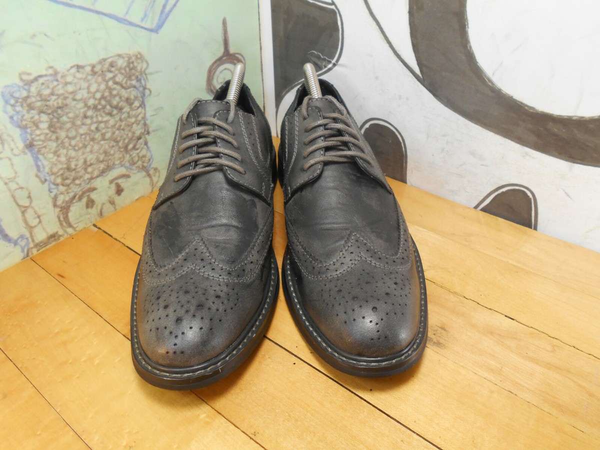 Perry Ellis Portfolios UltraFoam Welton Grey Leather Wingtip 