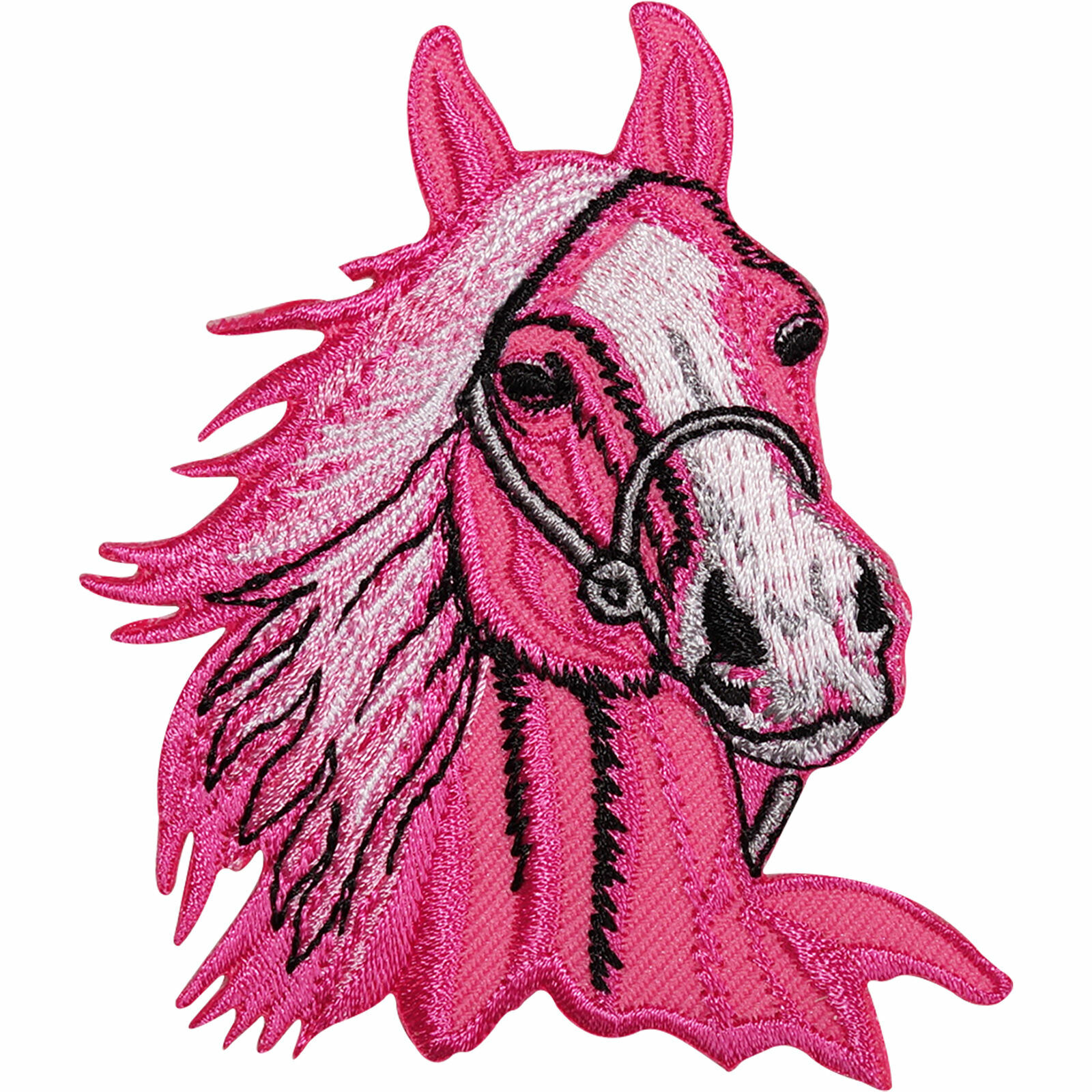 Pink Horse Pony Embroidered Iron Sew On Patch Equestrian Jacket Shirt Bag Badge