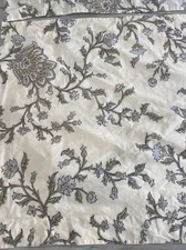 Pottery Barn Pillow Shams Deva Printed Floral Standard  Cream Blue Green Cotton 