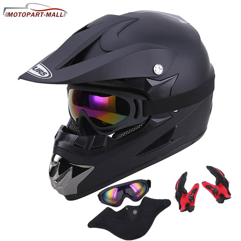 Helmet Dirt Bike DOT ATV Motocross Adult /Gloves Off-Road W/Goggles Mountain BMX