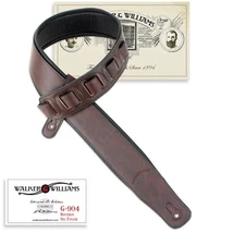 Walker & Williams G-904 Bourbon Brown Weathered Finish Padded Guitar Strap