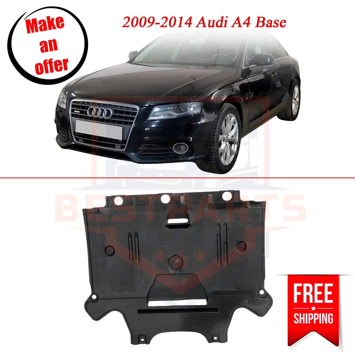 Rear Engine Splash Shield 8K1863822J CAPA for 2009-2014 Audi A4