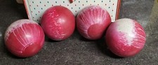 Beautiful of 4 Red White Swirl Candlepin Bowling Balls In Nice Condition