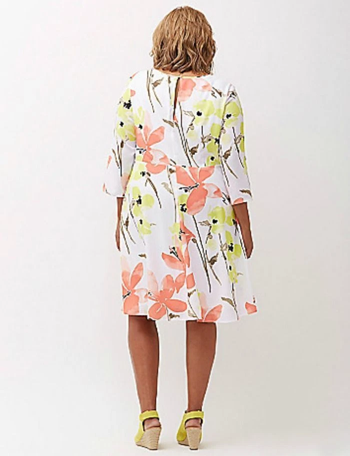 NUEVO CON ETIQUETAS - Vestido Lane Bryant $80 Estampado Retro Floral Gasa Midi 2X 3X 22/24 Foto 3 de 4