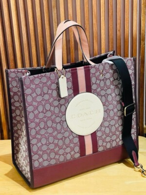 NWT Coach C8418 Dempsey Tote 40 In Signature Jacquard With Stripe And Patch 