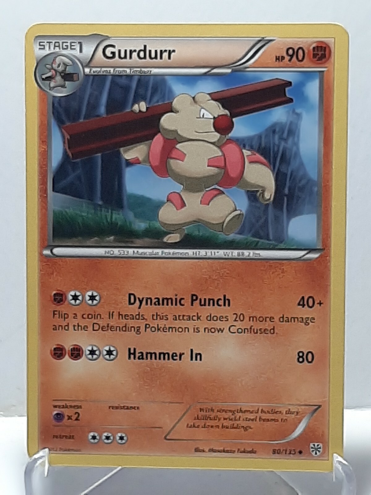 Gurdurr 80/135 Pokemon Plasma Storm Fighting Uncommon LP Used See Pictures