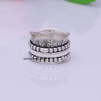Bead Spinner 925 Sterling Silver Christmas Gift Jewelry Ring All Size EC-428