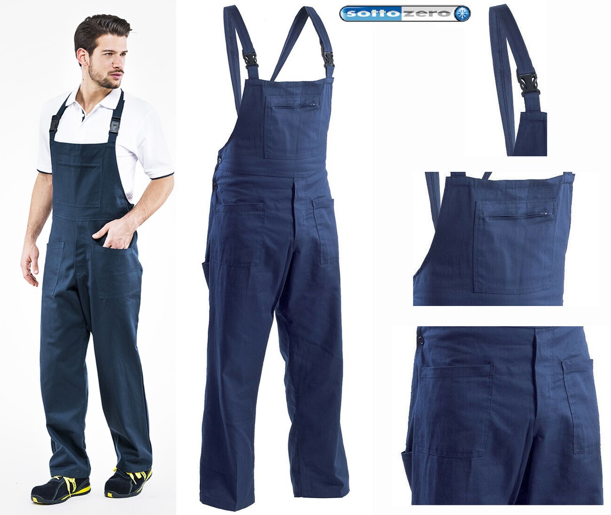 Salopette Da Lavoro Brembo Classic - 100% Cotone, Tasconi, Blu, Taglie S-3XL - Foto 10