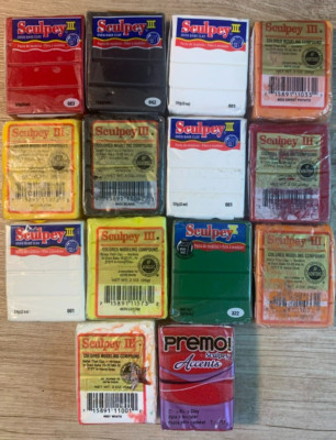 Sculpey III Polymer Clay Lot 14 Assorted Colors 2oz Blocks Oven Bake Clay