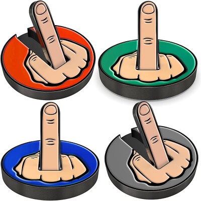 4 Pack Middle Finger Golf Ball Marker with Magnetic Hat Clip Foursomes Combo Set