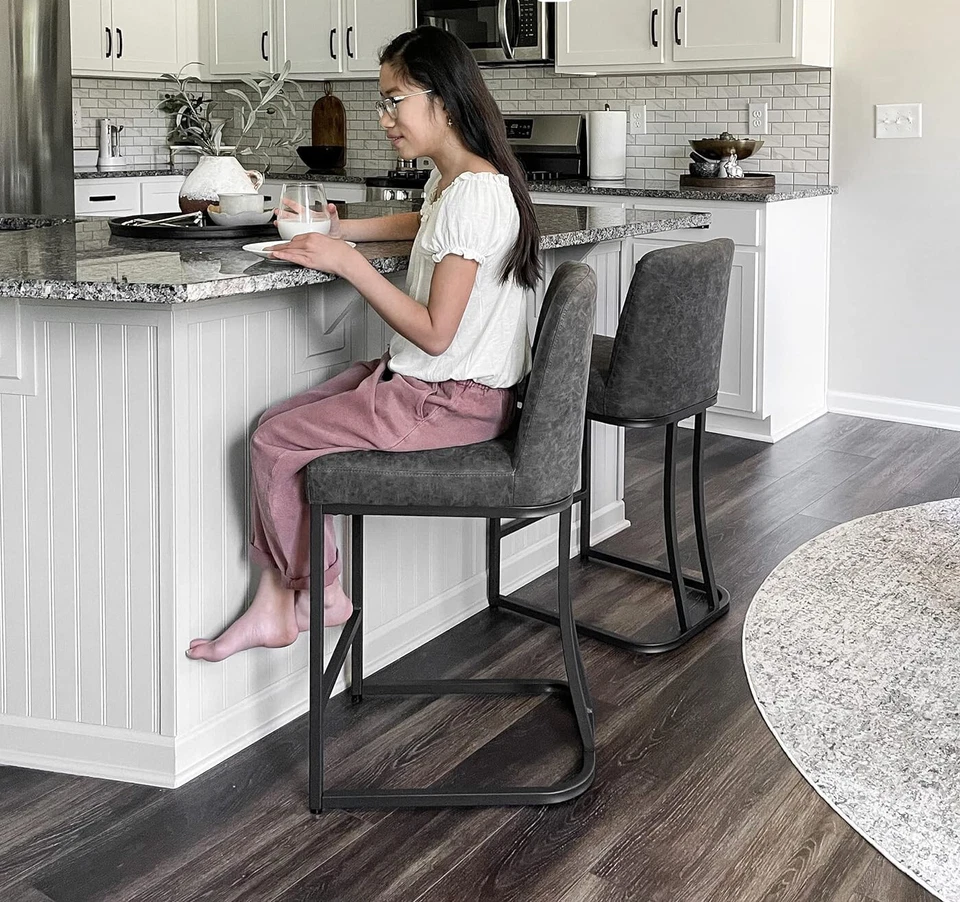 24 Inch Counter Height Bar Stools Set of 2 Home Kitchen Bar Chair with Metal leg - Image 3 of 4