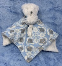 Blankets  Beyond Blue White Teddy bear owl baby security blanket paci holder