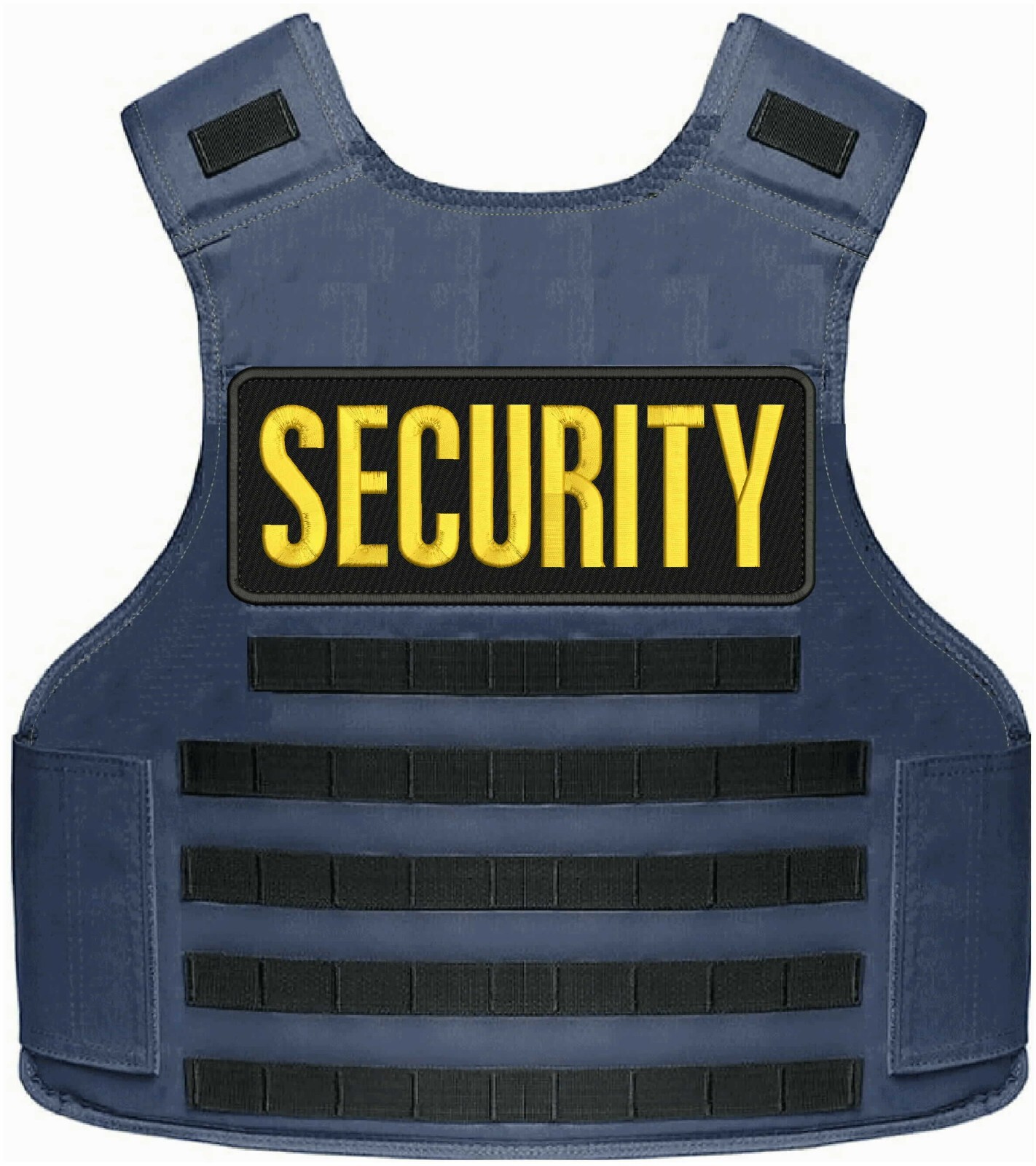 SECURITY embroidery patches 4x11 hook on back ON GOLD ON BLACK