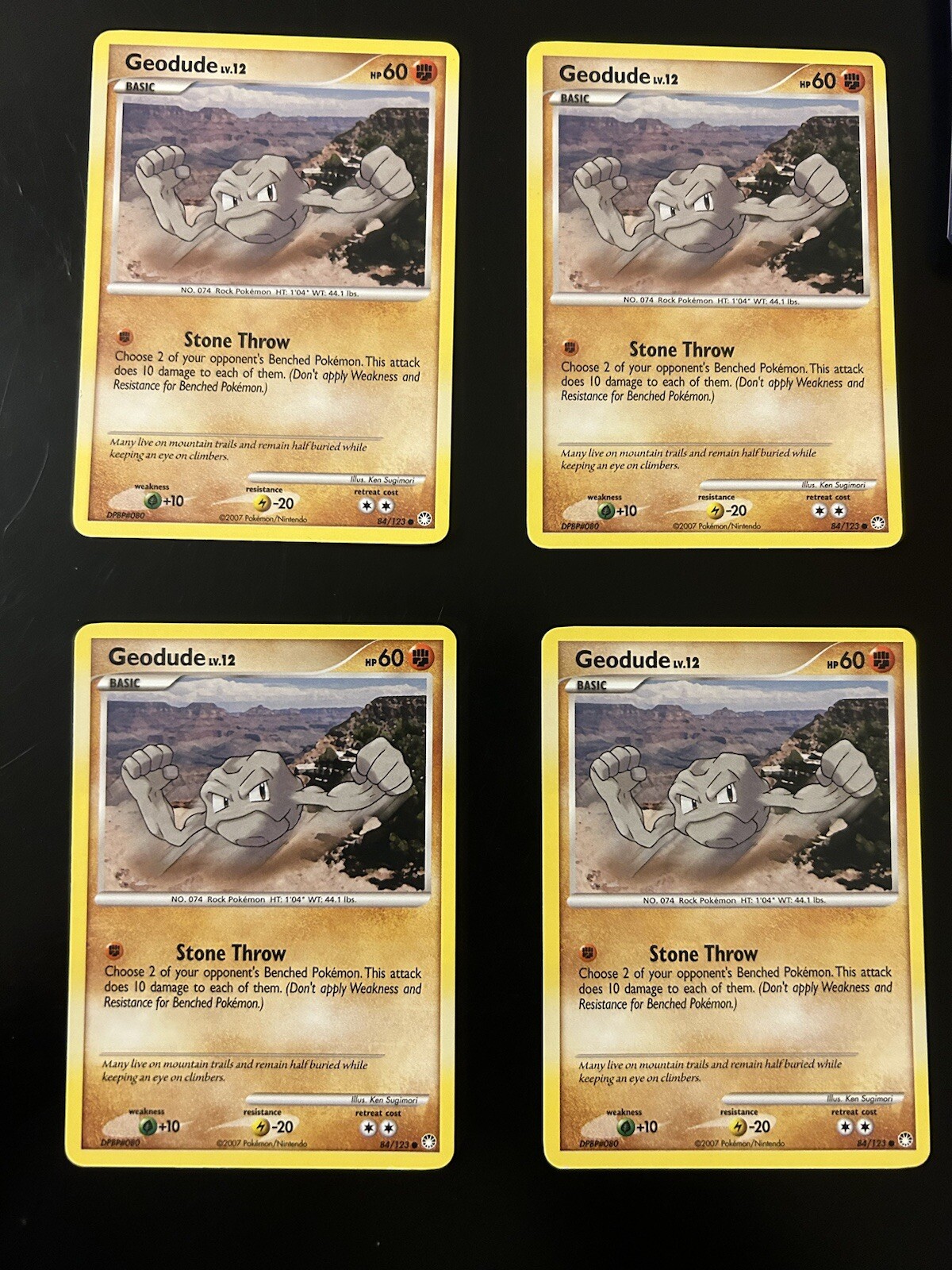 Four Minty Geodude 84/123 from Mysterious Treasures Vintage