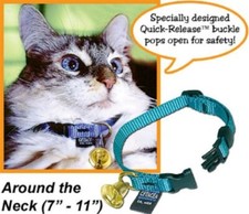 Safety Quick-Release Cat Collar w/ Bell by Cetacea - PTC38CAT2-Step 5 Brown/Blue