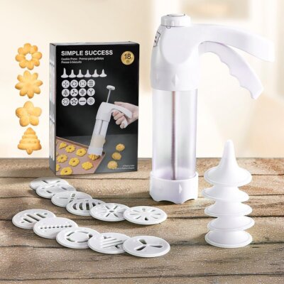 Cookie Press Gun 12 Discs & 6 Piping Tips, Perfect for Baking ...