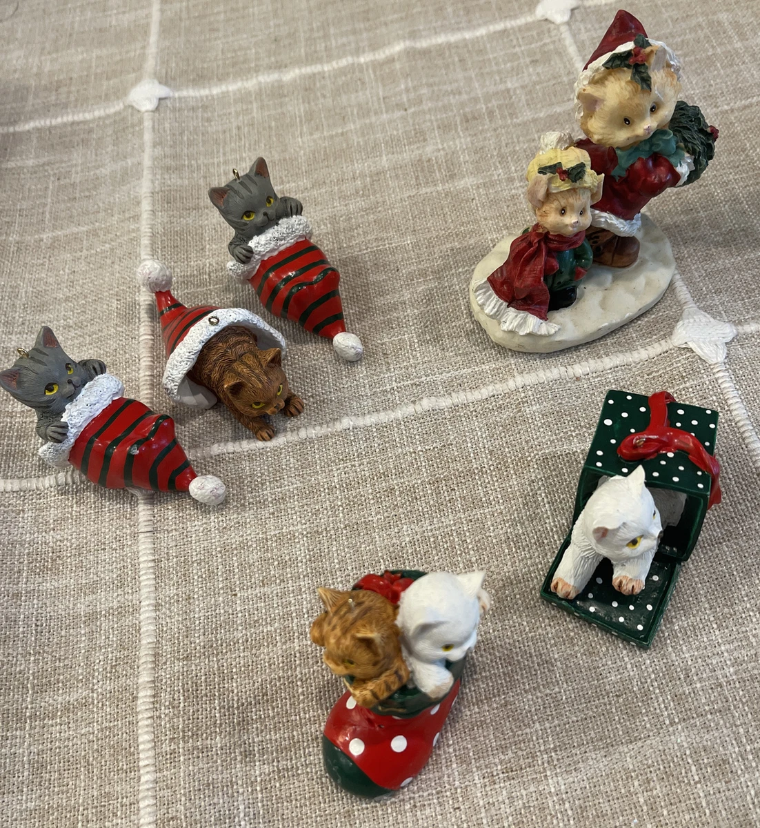 Vintage Christmas Cat Figurine for sale | eBay