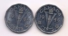 1944 & 1945 Canada  Five Cent--Fabulous Details !! — photo 1