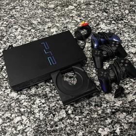 Playstation 2 PS2 Fat Black Game Console Bundle with 2 Controller + Extra