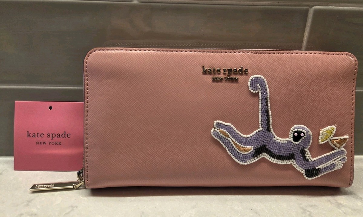 Kate Spade New York Safari Small Slim Bifold Wallet Monkey Rococo
