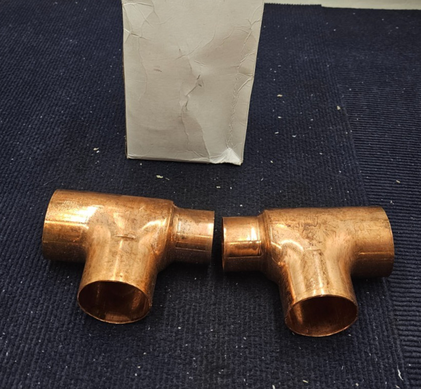 (QTY 2) NIBCO 611-RR Reducing On Run Tee Wrot Copper Pressure 2 x 1-1/2  x 2c