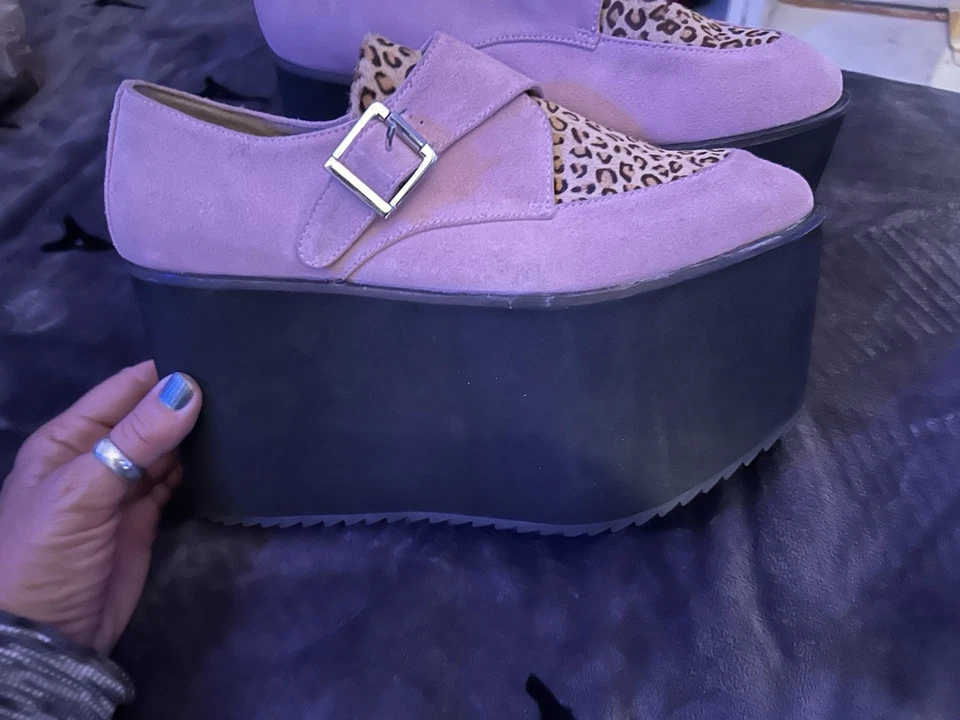 Jeffrey Campbell Plataforma Creepers Rosa Gamuza/Leopardo Con Hebilla Foto 3 de 4