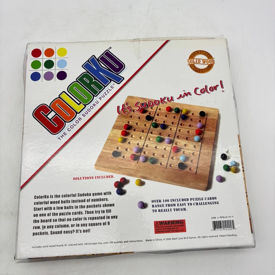 Colorku Game COMPLETE Mad Cave Bird 2006 Wood Wooden Board Colors Sudoku - Image 2 of 4