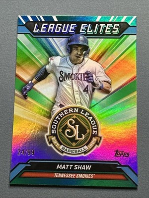 2025 Topps Pro Debut Matt Shaw #LE-5 League Elites Green Foil #'d /99 Cubs