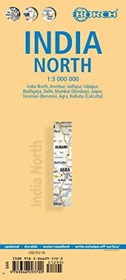 LAMINATED INDIA NORTH MAP BY BORCH (ENGLISH, SPANISH, **BRAND NEW**