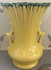 Vintage McCoy Pottery Ripple Ware 1950’s MCM Yellow w/Green Drip Fluted Art Vase