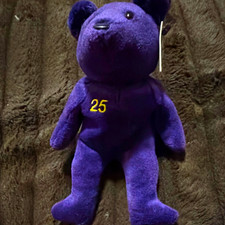 Salvino's Bamm Beanos Mark McGwire 25 Purple Beanbag Plush Bear 1998 Vintage