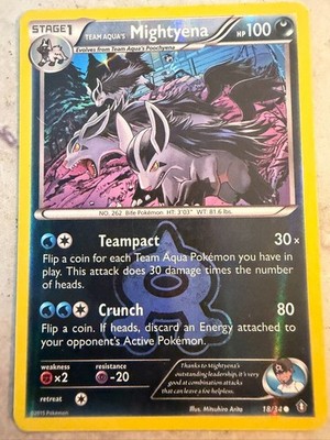 Team Aqua's Mightyena 18/34 Double Crisis Reverse Holo Pokemon Card MP
