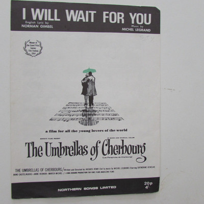 Liederblatt ICH WERDE AUF DICH WARTEN aus DIE UMSCHIRME VON CHERBOURG, 1964