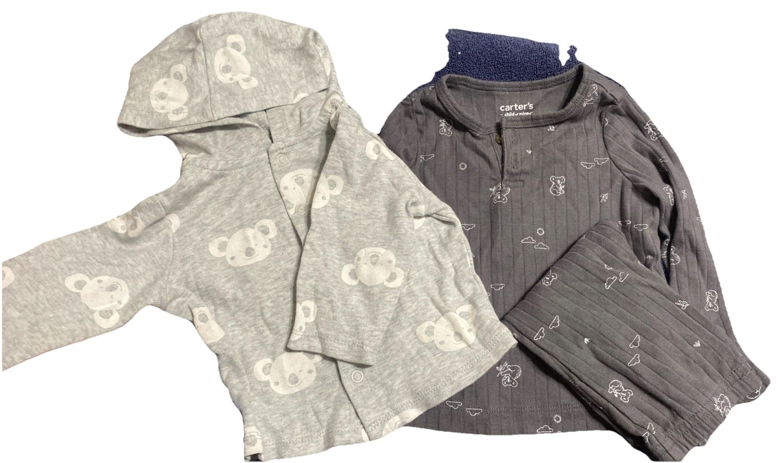 Lot Of 3 Koala Patterned Baby Clothes, Shirt And Pants Set + Jacket 3-6 Mos