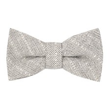 Light Grey Herringbone with Pinstripe Bow Tie