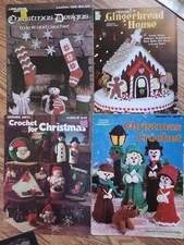 4 books vintage Christmas crochet snowmen  Santas -- dozens of designs!