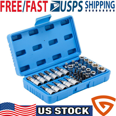 34Pcs Drive Male Female Torx Star Bit Socket E-socket Set Handheld Tool Case US