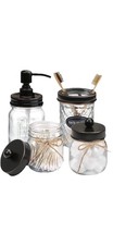 Mason Jar Bathroom Accessories Set Decorative Soap Dispenser  Toothbrush Holder
